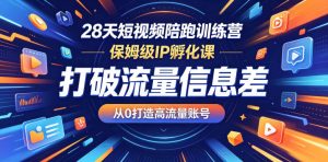 28天短视频陪跑训练营,保姆级IP孵化课,打破流量信息差,从0打造高流量账号-菠萝头