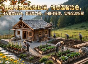 视频号田园视频玩法,情感温馨治愈,4天收益3294,变现能力强,小白可操作,实操全流程拆解-菠萝头