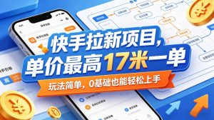 快手拉新项目,单价最高17米一单,玩法简单,0基础也能轻松上手(更新0511)-菠萝头