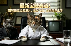 最新宝藏赛道！猫咪还原经典港片，涨粉飞快，新手简单上手-菠萝头