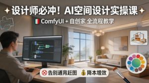 设计师必冲！AI空间设计实操课，ComfyUI+自创家全教学，告别通宵赶图，降本增效-菠萝头
