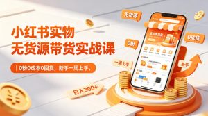 小红书实物无货源带货实战课｜0粉0成本0囤货，新手一周上手，日入300+-菠萝头