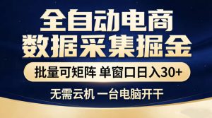 全自动电商数据采集掘金,批量可矩阵单窗口日入30+,无需云机一台电脑开干【揭秘】-菠萝头