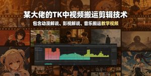 某大佬的TK中视频搬运剪辑技术,包含动漫解说、影视解说、音乐搬运教学视频-菠萝头