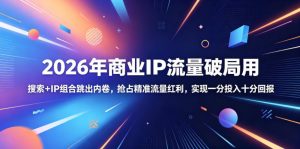 2026年商业IP流量破局用,搜索+IP组合跳出内卷,抢占精准流量红利,实现一分投入十分回报-菠萝头