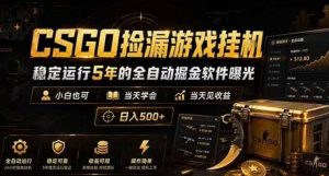 CSGO捡漏游戏挂G,稳定运行5年的全自动掘金软件曝光,小白也可当天学会,当天见收益,日入500+【揭秘】-菠萝头