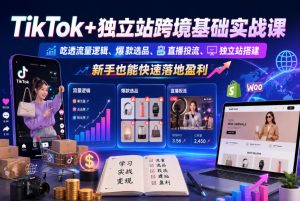 TikTok+独立站跨境基础实战课,吃透流量逻辑、爆款选品、直播投流与独立站搭建,新手也能快速落地盈利-菠萝头