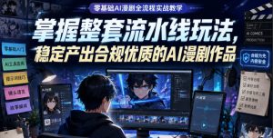 零基础AI漫剧全流程实战教学,掌握整套流水线玩法,稳定产出合规优质的AI漫剧作品-菠萝头
