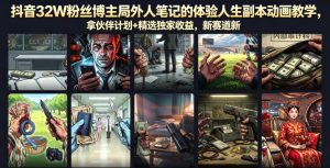 抖音32W粉丝博主局外人笔记的体验人生副本动画教学,拿伙伴计划+精选独家收益,新赛道新涨粉快【录制版】-菠萝头