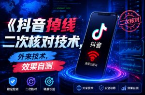 抖音掉线二次核对技术,外来技术,效果自测-菠萝头