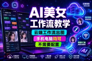 AI美女工作流教学,云端工作流出图,手机电脑均可,不需要配置,快速起号涨粉-菠萝头