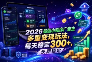 2026微信小程序广告主,多重变现玩法,每天稳定300+,长期稳定【揭秘】-菠萝头