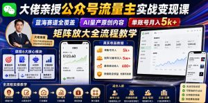 大佬亲授公众号流量主实战变现课,蓝海赛道全覆盖,AI量产原创内容,单账号月入5k+矩阵放大全流程教学-菠萝头