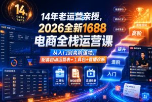 14年老运营亲授,2026全新1688电商全栈运营课,从入门到高阶落地,配套自动运营表+工具包+直播诊断等-菠萝头