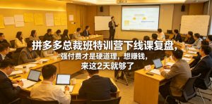 拼多多总裁班特训营下线课复盘,强付费才是硬道理,想賺钱,来这2天就够了-菠萝头