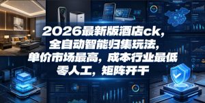 2026最新版酒店ck,全自动智能归集玩法,单价市场最高,成本行业最低,零人工,矩阵开干【揭秘】-菠萝头