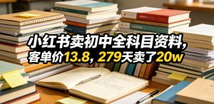 小红书卖初中全科目资料,客单价13.8,279天卖了20w-菠萝头