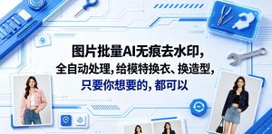 图片批量AI无痕去水印，全自动处理，给模特换衣、换造型，只要你想要的，都可以(软件+视频教程)-菠萝头