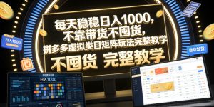 每天稳稳日入1000，不靠带货不囤货，拼多多虚拟类目矩阵玩法完整教学【揭秘】-菠萝头
