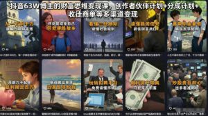 抖音63W博主的财富思维变现课,创作者伙伴计划+分成计划+收徒商单等多渠道变现-菠萝头