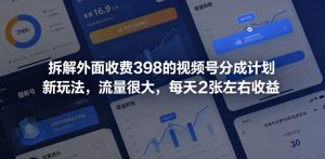 拆解外面收费398的视频号分成计划新玩法，流量很大，每天2张左右收益-菠萝头