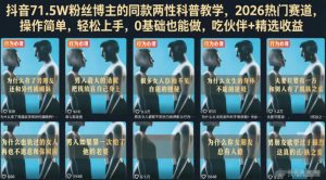 抖音71.5W粉丝博主的同款两性科普教学,2026热门赛道,操作简单,轻松上手,0基础也能做,吃伙伴+精选收益-菠萝头