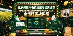 三农新媒体电商流量增长实操课,账号定位・内容创作・直播带货・小店运营,全链路实战教程-菠萝头