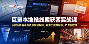巨量本地推线索获客实战课，手把手拆解平台流量底层规则，解决门店缺客源、广告投放成本高、留资转化差等痛点-菠萝头