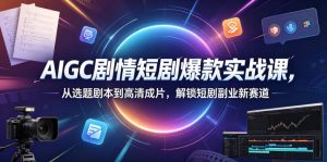 AIGC剧情短剧爆款实战课,从选题剧本到高清成片,解锁短剧副业新赛道-菠萝头