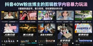 抖音40W粉丝博主的剪辑教学内容暴力玩法，0基础快速起号，暴力变现，轻松解锁伙伴计划+精选独家-菠萝头