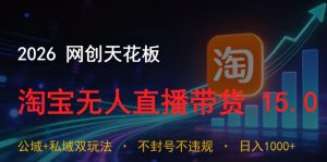 2026网创天花板,淘宝无人直播带货15.0,公域+私域双玩法,日入1k+,不违规不封号【揭秘】-菠萝头
