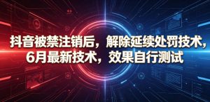 抖音被禁注销后,解除延续处罚技术,6月最新技术,效果自行测试-菠萝头