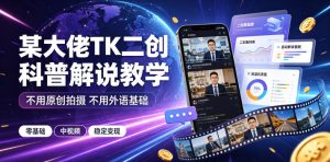 某大佬TK二创科普解说教学,不用原创拍摄不用外语基础,零基础做TikTok中视频稳定变现-菠萝头