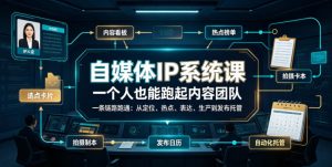 自媒体IP系统课,一个人也能跑起内容团队,一条链路跑通,从定位、热点、表达、生产到发布托管-菠萝头