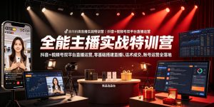 全能主播实战特训营｜抖音+视频号双平台直播运营，零基础搭建直播间、精准选品、话术成交、账号运营全落地-菠萝头