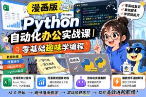 漫画版Python自动化办公实战课|零基础趣味学编程,全场景办公提效、批量搞定报表文档、解放双手进阶职场-菠萝头