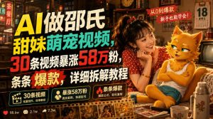 AI做邵氏甜妹萌宠视频,30条视频暴涨58万粉,条条爆款,详细拆解教程-菠萝头