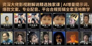 资深大佬影视剧解说精选独家课|AI增量提示词、爆款文案、专业配音、平台合规剪辑全套落地教学-菠萝头