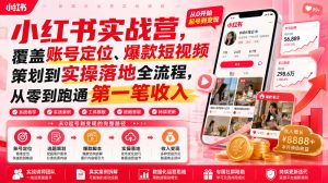 小红书实战营,覆盖账号定位、爆款短视频策划到实操落地全流程,从零到跑通第一笔收入-菠萝头