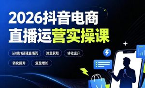 2026抖音电商直播运营实操课:从0到1搭建直播间,掌握流量获取、千川投放、转化提升与复盘增长-菠萝头