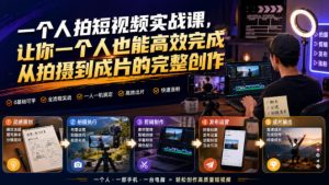 一个人拍短视频实战课，让你一个人也能高效完成从拍摄到成片的完整创作-菠萝头