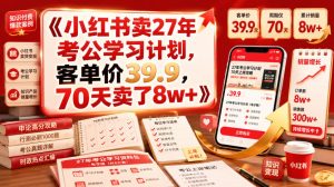 小红书卖27年考公学习计划,客单价39.9,70天卖了8w+!-菠萝头