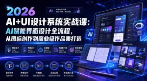 2026 AI+UI设计系统实战课:AI赋能界面设计全流程,从图标创作到商业级作品集打造-菠萝头
