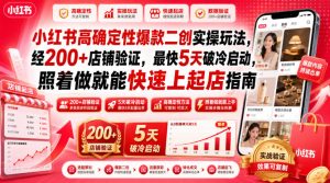 小红书高确定性爆款二创实操玩法,经200+店铺验证,最快5天破冷启动,照着做就能快速上起店指南-菠萝头