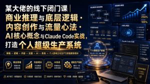 某大佬的线下闭门课｜商业推理与底层逻辑・内容创作与流量心法・AI核心概念与Claude Code实战，打造个人超级生产系统【录音+图片】-菠萝头