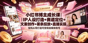 小红书博主成长课|IP人设打造+赛道定位+文案创作+薯条投放+直播实操,宝妈从零打造可变现自媒体账号-菠萝头
