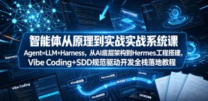智能体从原理到实战系统课Agent=LLM+Harness,从AI底层架构到Hermes工程搭建,Vibe Coding+SDD规范驱动开发全栈落地教程-菠萝头