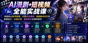 AI漫剧+短视频全能实战课｜零基础从账号搭建、AI图文生视频、漫剧剧本创作到剪辑成片、合规过审、版权登记全落地教学-菠萝头