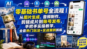 零基础书单号全流程｜从图片生成、音频制作、剪辑成片到账号发布，手把手实操教学，全套热门玩法+实战案例拆解-菠萝头
