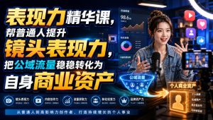 表现力精华课，帮普通人提升镜头表现力，把公域流量稳稳转化为自身商业资产-菠萝头